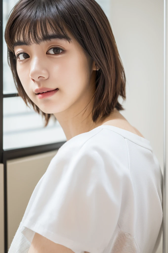 Cute Japanese Women Photos, Little Woman, 20-year-old, Beautiful and perfect face, brown, Beautiful Face, thin: 1.2,Dressed, (photo Realistic:1.4), (hyper Realistic:1.4), (Realistic:1.3),
(Smoother lighting:1.05), (Improving the quality of cinema lighting:0.9), 32k,
1 Girl,20-year-oldの女の子, Realistic lighting, Backlight, The light shines on your face, Ray Tracing, (Bright light:1.2), (Improvement of quality:1.4),
(Highest quality Realistic textured skin:1.4), Fine grain, Detailed face,
(tired, Sleepy and happy), (smile:0), Face close-up, T-Shirts,
(Enhances the body line:1.1), (Enhances the beauty of skin texture:1.1)