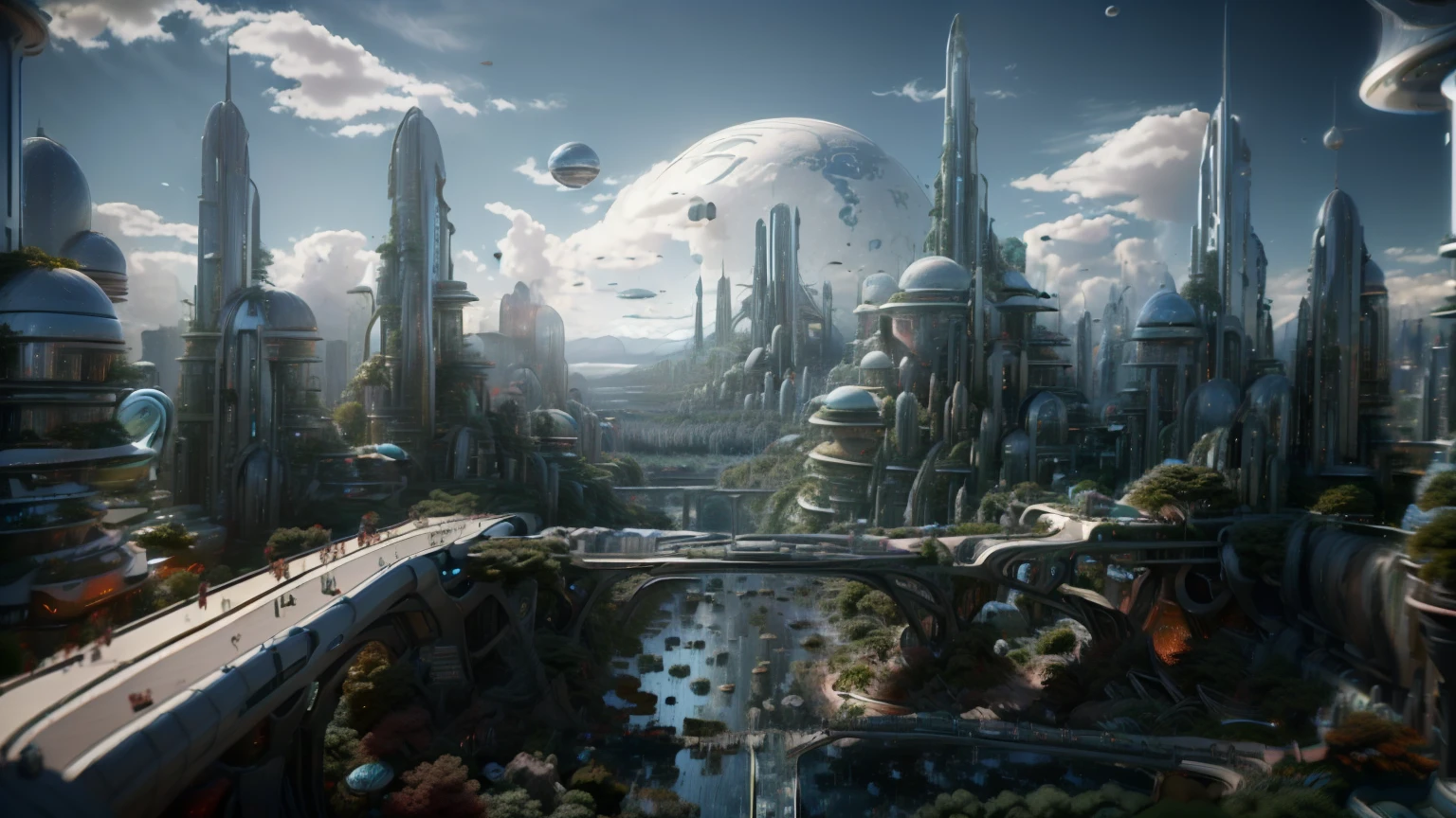 (Best quality,4K,8K,A high resolution,Masterpiece:1.2),Ultra-detailed,(Realistic,Photorealistic,photo-realistic:1.37),Futuristic floating city,Futuristic technology,Huge urban high-tech tablet platform,Airship,Floating in the sky,Futuristic city,Small airships around,High-tech hemispherical platform,Colorful lights,Advanced architecture,modernn architecture,skyscrapper,Access the cloud,Scenic beauty,view over city,Impressive design,Blend seamlessly with nature,energetic and vibrant atmosphere,Futuristic transportation system,Parking is suspended,Transparent path,Lush greenery,Sky gardens,cascading waterfalls,Magnificent skyline,reflections on the water,Sparkling river,Architectural innovation,futuristic skyscrapers,Transparent dome,The shape of the building is unusual,Elevated walkway,Impressive skyline,Glowing lights,Futuristic technology,Minimalist design,Scenic spots,Panoramic view,Cloud Piercing Tower,Vibrant colors,epic sunrise,epic sunset,Dazzling light display,magical ambiance,The future city,Urban Utopia,LuxuryLifestyle,Innovative energy,sustainable development,Smart city technology,Advanced infrastructure,Tranquil atmosphere,Nature and technology live in harmony,Awesome cityscape,Unprecedented urban planning,Architecture connects seamlessly with nature,High-tech metropolis,A cutting-edge engineering marvel,The future of urban living,Visionary architectural concept,Energy-efficient buildings,Harmony with the environment,A city floating above the clouds,Utopian dreams become reality,The possibilities are endless,State-of-the-art transportation network,Green energy integration,Innovative materials,Impressive holographic display,Advanced communication system,Breathtaking aerial view,Quiet and peaceful environment,Modernist aesthetics,Ethereal beauty