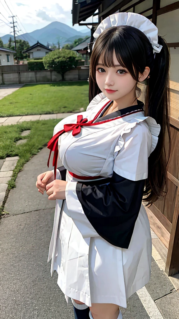 giganticbreasts、gaunt、Twin tail hair、japanese maid outfit、Primary school students、Big valley