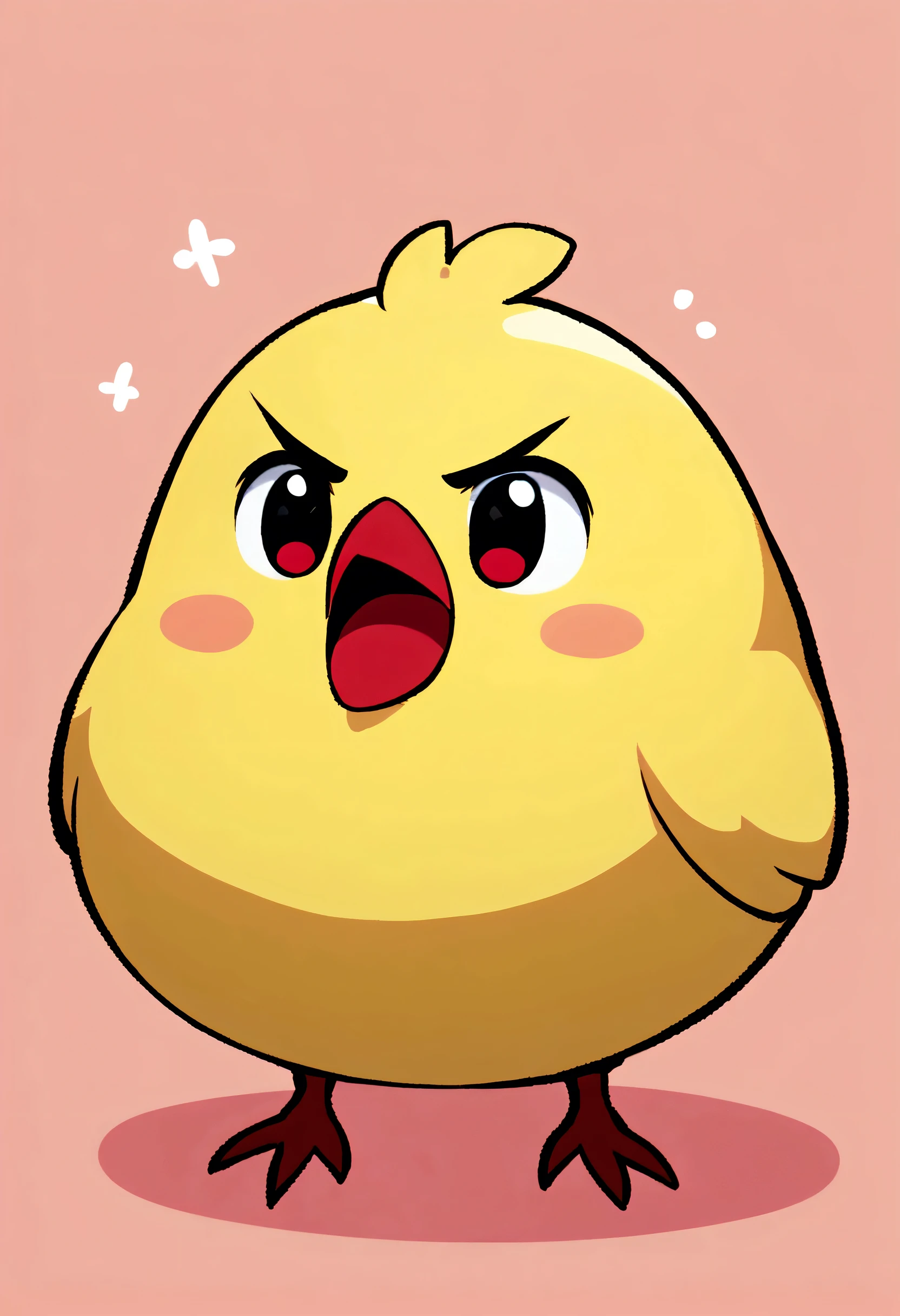 Cute little bird,Yellow body,Red Mouth,Simple Background,Cute expression、Real