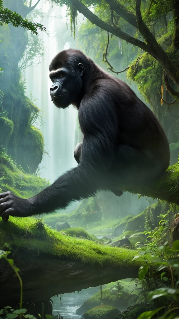 Fantasy　scenery　beautiful　gorilla　forest