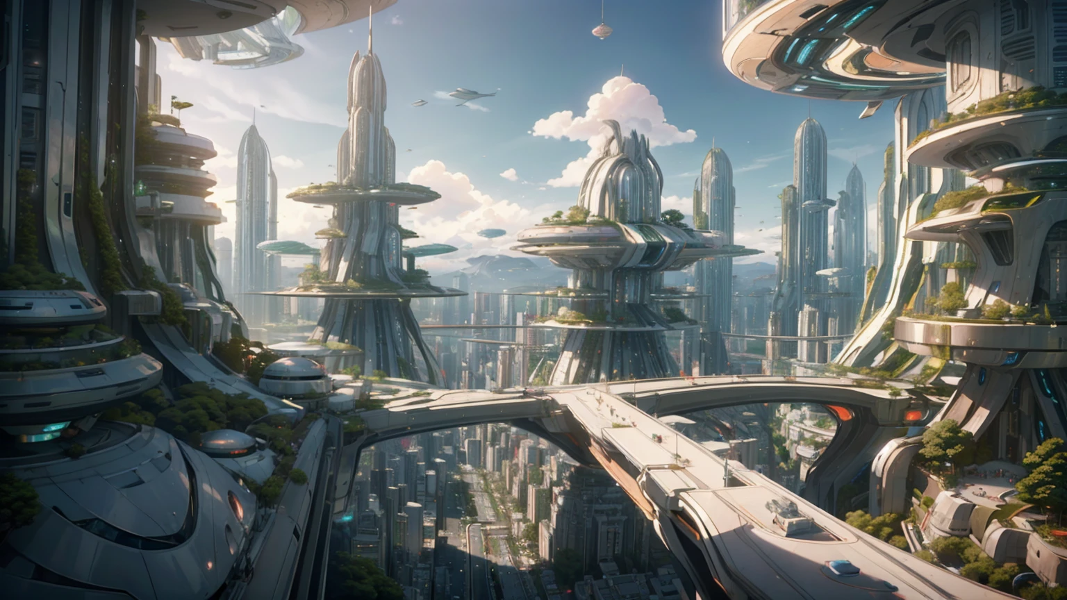 (Best quality,4K,8K,A high resolution,Masterpiece:1.2),Ultra-detailed,(Realistic,Photorealistic,photo-realistic:1.37),Futuristic floating city,Futuristic technology,Huge urban high-tech tablet platform,Airship,Floating in the sky,Futuristic city,Small airships around,High-tech hemispherical platform,Colorful lights,Advanced architecture,modernn architecture,skyscrapper,Access the cloud,Scenic beauty,view over city,Impressive design,Blend seamlessly with nature,energetic and vibrant atmosphere,Futuristic transportation system,Parking is suspended,Transparent path,Lush greenery,Sky gardens,cascading waterfalls,Magnificent skyline,reflections on the water,Sparkling river,Architectural innovation,futuristic skyscrapers,Transparent dome,The shape of the building is unusual,Elevated walkway,Impressive skyline,Glowing lights,Futuristic technology,Minimalist design,Scenic spots,Panoramic view,Cloud Piercing Tower,Vibrant colors,epic sunrise,epic sunset,Dazzling light display,magical ambiance,The future city,Urban Utopia,LuxuryLifestyle,Innovative energy,sustainable development,Smart city technology,Advanced infrastructure,Tranquil atmosphere,Nature and technology live in harmony,Awesome cityscape,Unprecedented urban planning,Architecture connects seamlessly with nature,High-tech metropolis,A cutting-edge engineering marvel,The future of urban living,Visionary architectural concept,Energy-efficient buildings,Harmony with the environment,A city floating above the clouds,Utopian dreams become reality,The possibilities are endless,State-of-the-art transportation network,Green energy integration,Innovative materials,Impressive holographic display,Advanced communication system,Breathtaking aerial view,Quiet and peaceful environment,Modernist aesthetics,Ethereal beauty