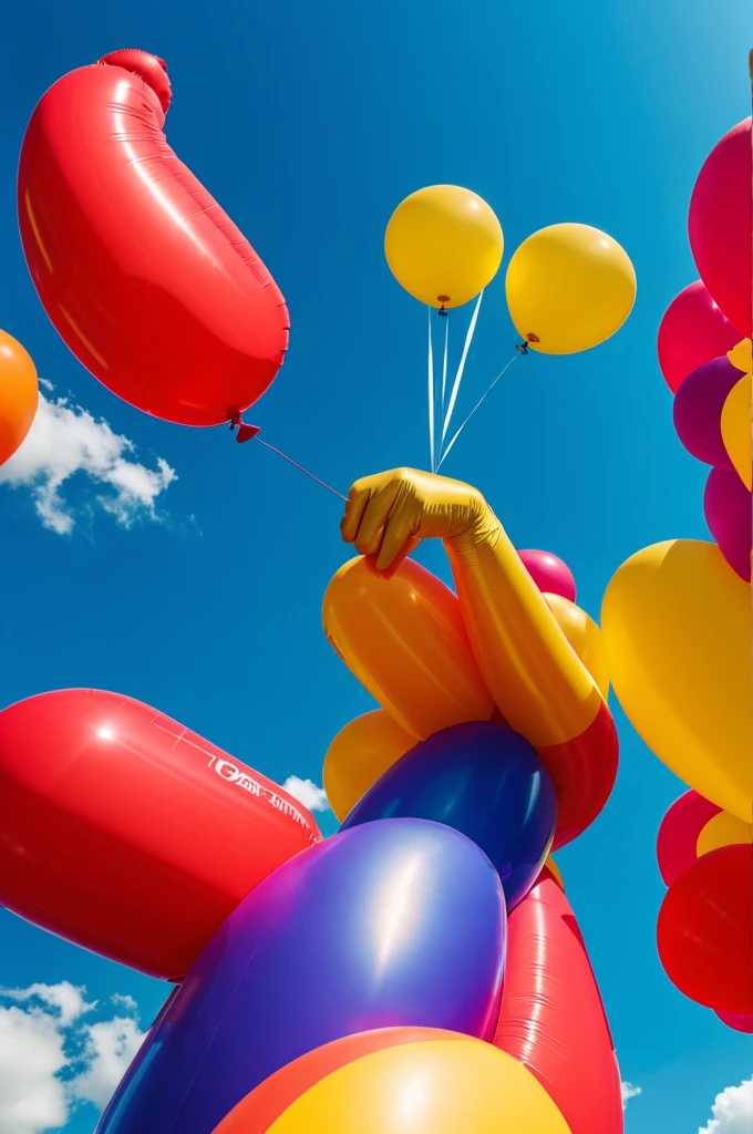 Hand-shaped balloon inflating