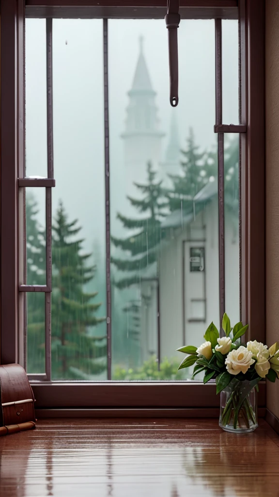 Rainy scenery seen from the window