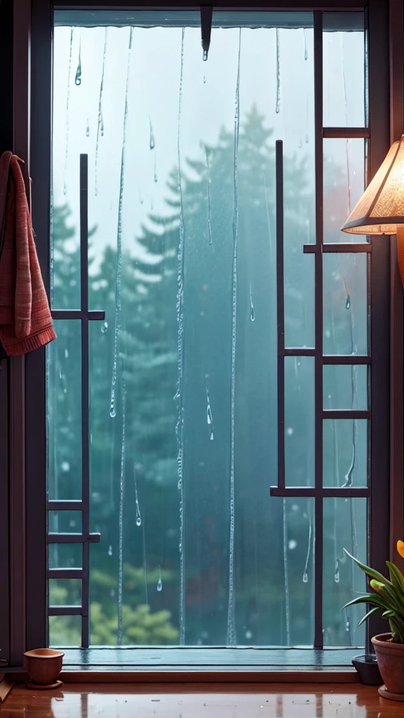 Rainy scenery seen from the window