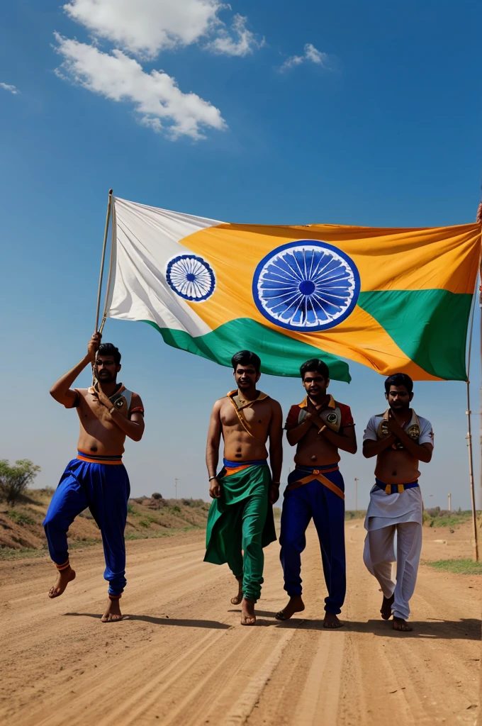 Indian fighters in Indian flag
