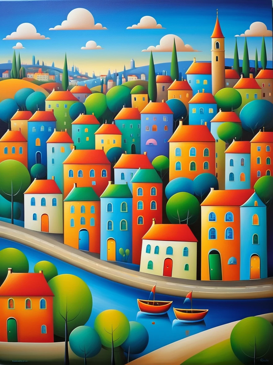 in style of Iwona Lifsches, city landscape