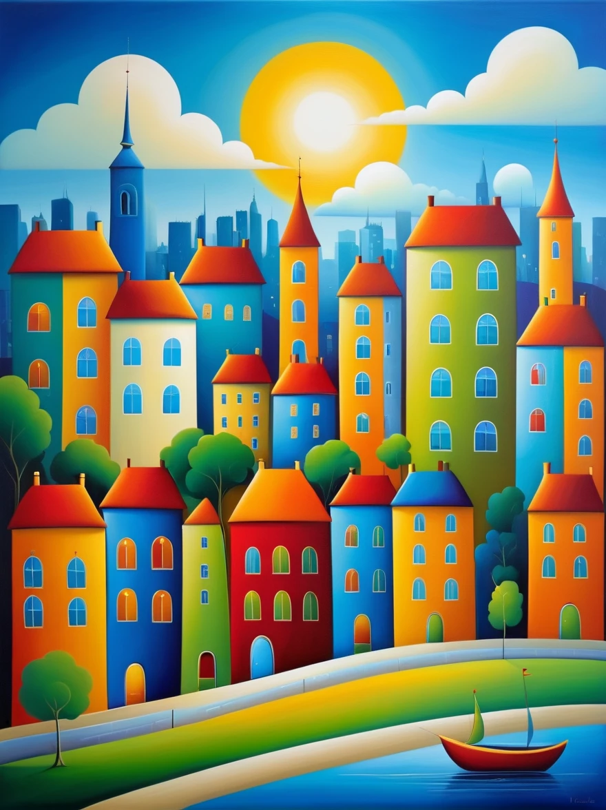 in style of Iwona Lifsches, city landscape