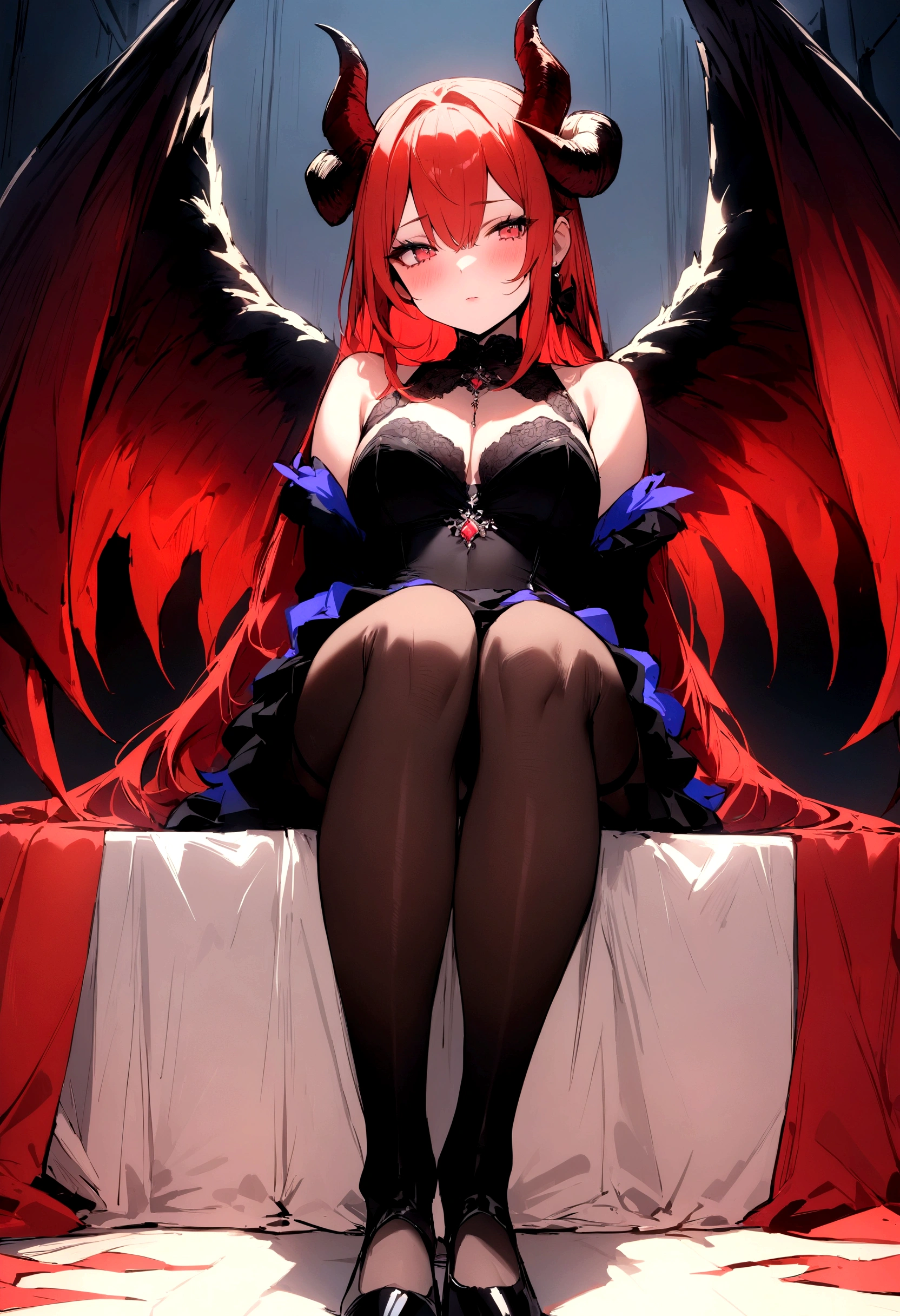 (masterpiece:1.1), (best quality:1.1), (Vibrant colors:1.1), (Solitary:1.2), (1 Girl:1.0), (sit:1.0), (stocking:1.0), (wing:1.0), (Devil's Horns:1.0)