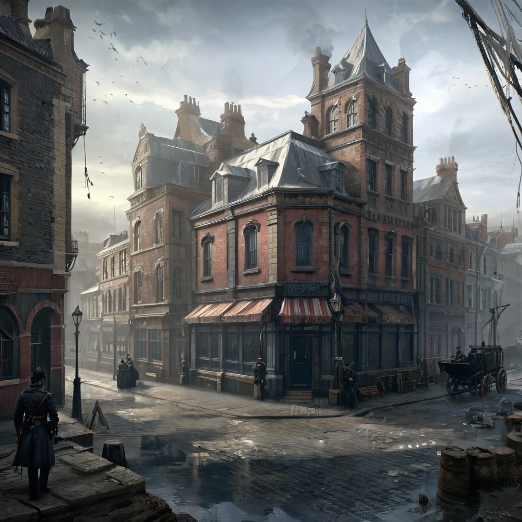 Game characters the order 1886, gloomy style, paisagem sombria,Chove forte 