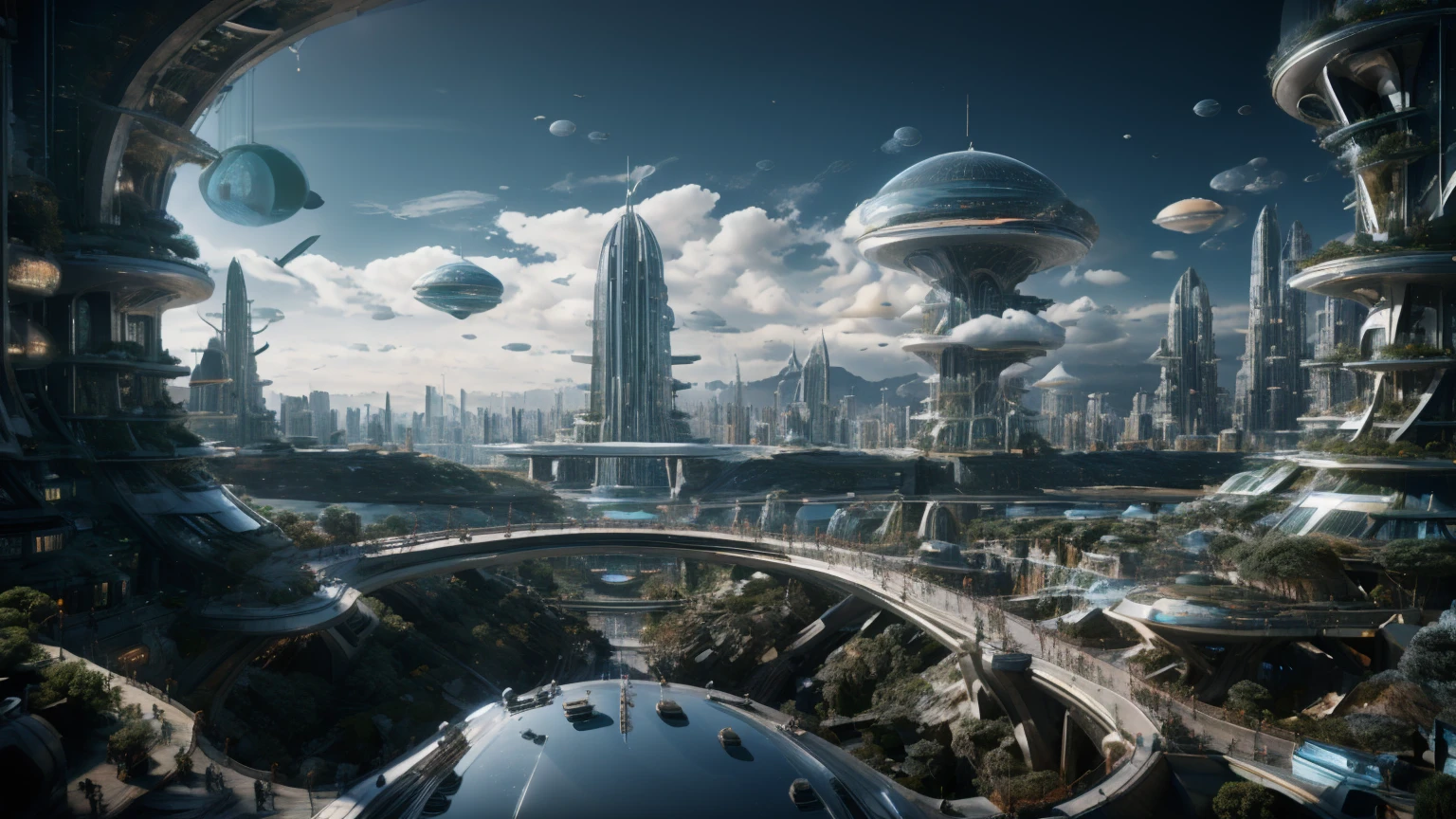 (Best quality,4K,8K,A high resolution,Masterpiece:1.2),Ultra-detailed,(Realistic,Photorealistic,photo-realistic:1.37),Futuristic floating city,Futuristic technology,Huge urban high-tech tablet platform,Airship,Floating in the sky,Futuristic city,Small airships around,High-tech hemispherical platform,Colorful lights,Advanced architecture,modernn architecture,skyscrapper,Access the cloud,Scenic beauty,view over city,Impressive design,Blend seamlessly with nature,energetic and vibrant atmosphere,Futuristic transportation system,Parking is suspended,Transparent path,Lush greenery,Sky gardens,cascading waterfalls,Magnificent skyline,reflections on the water,Sparkling river,Architectural innovation,futuristic skyscrapers,Transparent dome,The shape of the building is unusual,Elevated walkway,Impressive skyline,Glowing lights,Futuristic technology,Minimalist design,Scenic spots,Panoramic view,Cloud Piercing Tower,Vibrant colors,epic sunrise,epic sunset,Dazzling light display,magical ambiance,The future city,Urban Utopia,LuxuryLifestyle,Innovative energy,sustainable development,Smart city technology,Advanced infrastructure,Tranquil atmosphere,Nature and technology live in harmony,Awesome cityscape,Unprecedented urban planning,Architecture connects seamlessly with nature,High-tech metropolis,A cutting-edge engineering marvel,The future of urban living,Visionary architectural concept,Energy-efficient buildings,Harmony with the environment,A city floating above the clouds,Utopian dreams become reality,The possibilities are endless,State-of-the-art transportation network,Green energy integration,Innovative materials,Impressive holographic display,Advanced communication system,Breathtaking aerial view,Quiet and peaceful environment,Modernist aesthetics,Ethereal beauty