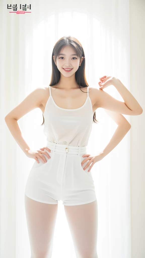 wonderful young girl,Clear eyes,black礼服, curvy arms, Incredibly beautiful, Confident smile,Strong posture, very beautiful, arms aside, 4 legs!, Showing legs,Long legs,black,Normal hand, Slender figure,21 years old,Korean