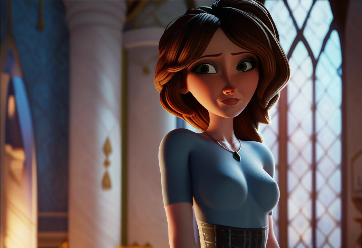 score_9, score_8_up, score_7_up beautiful aesthetic, very intricate, high quality details 1girl, Aunt CassBig hero 6 fully clothes cowboy shot dim lighting indoors, inside castle Expressiveh