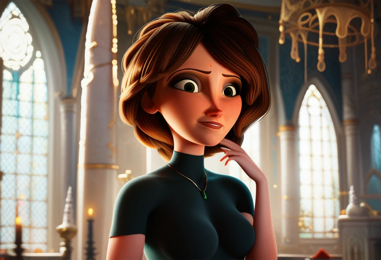 score_9, score_8_up, score_7_up beautiful aesthetic, very intricate, high quality details 1girl, Aunt CassBig hero 6 fully clothes cowboy shot dim lighting indoors, inside castle Expressiveh