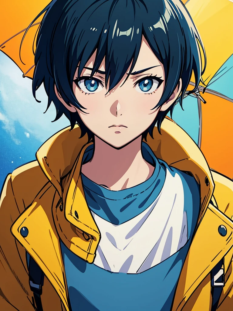a close up of a person wearing a jacket and a yellow jacket, anime style portrait, made with anime painter studio, makoto shinkai art style, makoto, sayori, by Kamagurka, by Kamisaka Sekka, semirealistic anime style, satoshi kon artstyle, makoto shinkai style, anime style illustration