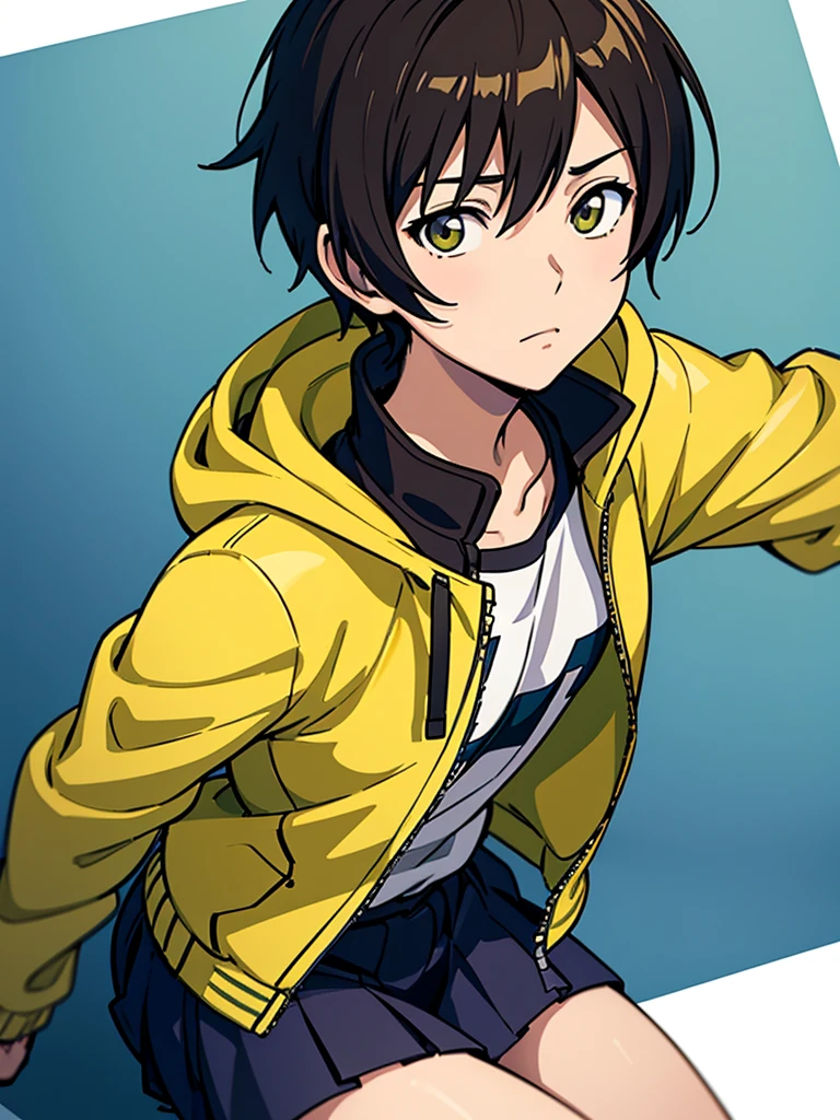 a close up of a person wearing a jacket and a yellow jacket, anime style portrait, made with anime painter studio, makoto shinkai art style, makoto, sayori, by Kamagurka, by Kamisaka Sekka, semirealistic anime style, satoshi kon artstyle, makoto shinkai style, anime style illustration
