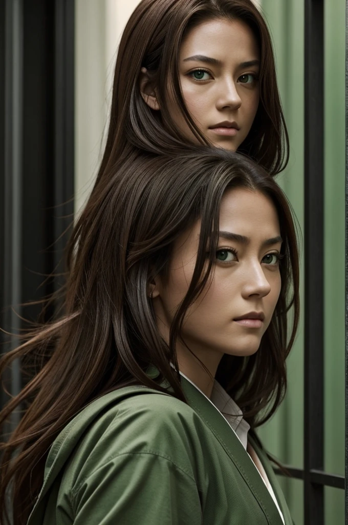 Jujutsu kaisen beautiful woman long brown hair green eyes arrogant