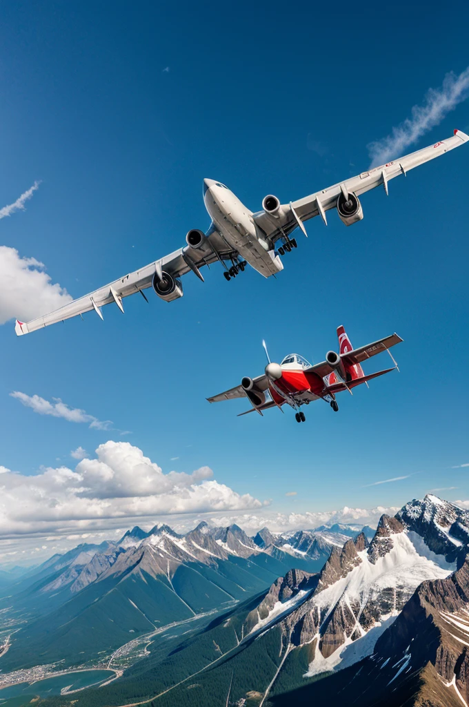 Aeroplane flying on mountains