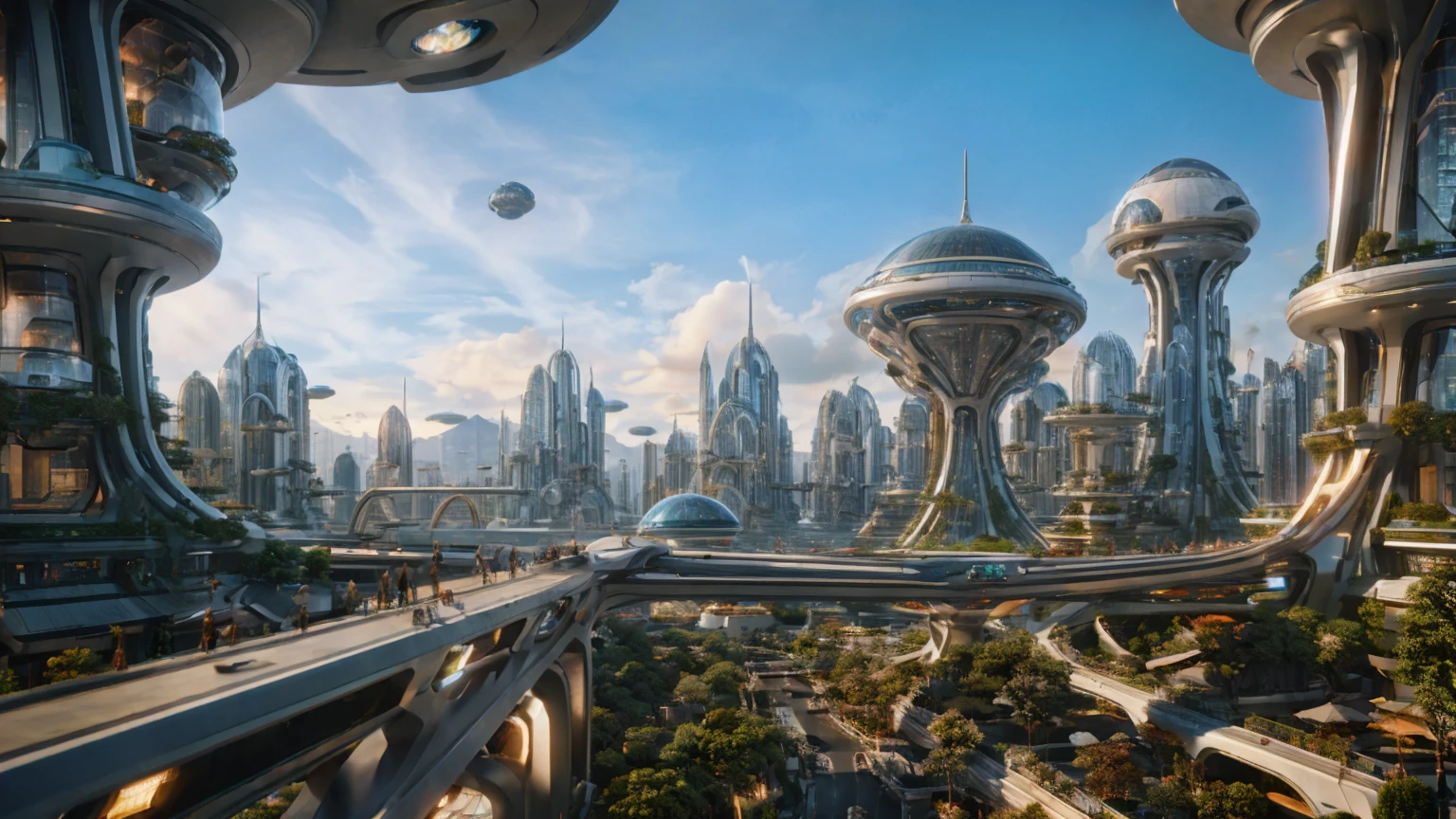 (Best quality,4K,8K,A high resolution,Masterpiece:1.2),Ultra-detailed,(Realistic,Photorealistic,photo-realistic:1.37),Futuristic floating city,Futuristic technology,Huge urban high-tech tablet platform,Airship,Floating in the sky,Futuristic city,Small airships around,High-tech hemispherical platform,Colorful lights,Advanced architecture,modernn architecture,skyscrapper,Access the cloud,Scenic beauty,view over city,Impressive design,Blend seamlessly with nature,energetic and vibrant atmosphere,Futuristic transportation system,Parking is suspended,Transparent path,Lush greenery,Sky gardens,cascading waterfalls,Magnificent skyline,reflections on the water,Sparkling river,Architectural innovation,futuristic skyscrapers,Transparent dome,The shape of the building is unusual,Elevated walkway,Impressive skyline,Glowing lights,Futuristic technology,Minimalist design,Scenic spots,Panoramic view,Cloud Piercing Tower,Vibrant colors,epic sunrise,epic sunset,Dazzling light display,magical ambiance,The future city,Urban Utopia,LuxuryLifestyle,Innovative energy,sustainable development,Smart city technology,Advanced infrastructure,Tranquil atmosphere,Nature and technology live in harmony,Awesome cityscape,Unprecedented urban planning,Architecture connects seamlessly with nature,High-tech metropolis,A cutting-edge engineering marvel,The future of urban living,Visionary architectural concept,Energy-efficient buildings,Harmony with the environment,A city floating above the clouds,Utopian dreams become reality,The possibilities are endless,State-of-the-art transportation network,Green energy integration,Innovative materials,Impressive holographic display,Advanced communication system,Breathtaking aerial view,Quiet and peaceful environment,Modernist aesthetics,Ethereal beauty