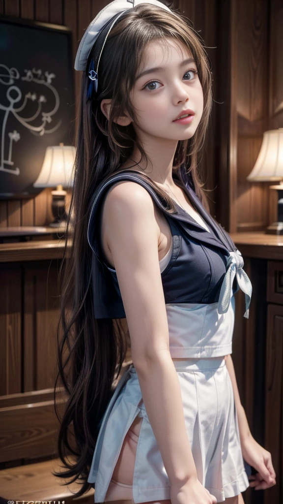 ((Beautiful girl kissing face)), (Cute girl, 15 yea-faced girl:1.dol Face:1.2), ((Cute Sailor Suit:1.3)), Short pigtails, Small beautiful breasts, Slender body line, Ultimate Beauty, ((Detailed eyes and face:1.2, Professional photography techniques)), Captivating Lips, (Highest quality, 8K, masterpiece:1.2, RAW Photos), (Photorealism:1.4), (Detailed hands and arms:1.1), (Delicate and beautiful hands of a girl:1.2), (Perfect Anatomy:1.2)