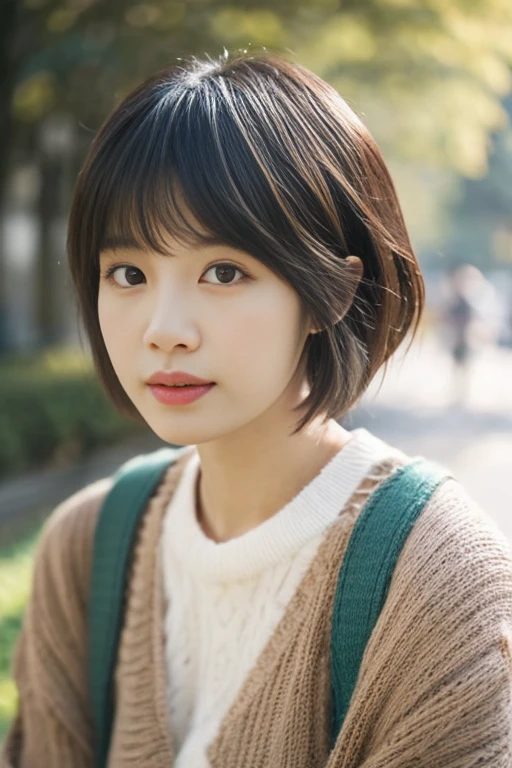 There is a woman sitting with her hair pulled back., shikamimi, Korean Girls, sakimichan, beautiful south Korean women, Korean women, Yoshitomo Nara, For whom?, harumi, Short hair, Park Jimin, Choi Hong-hwa, narumi kakinouchi、Short Hair、Loose and fluffy hair