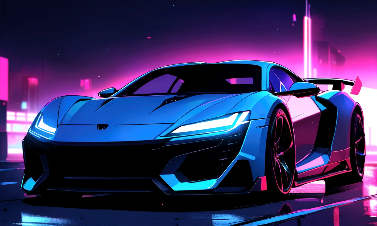 Background cyberpunk with sports car