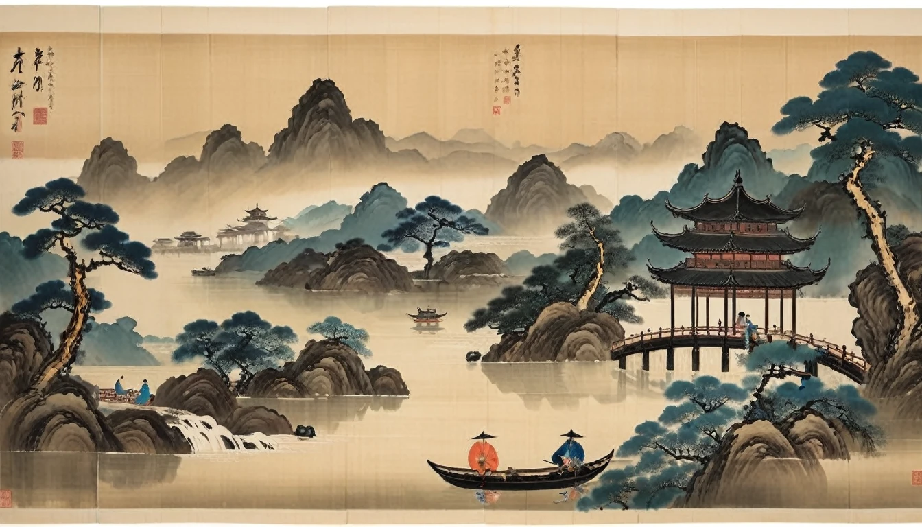 in style of Bada Shanren, city landscape