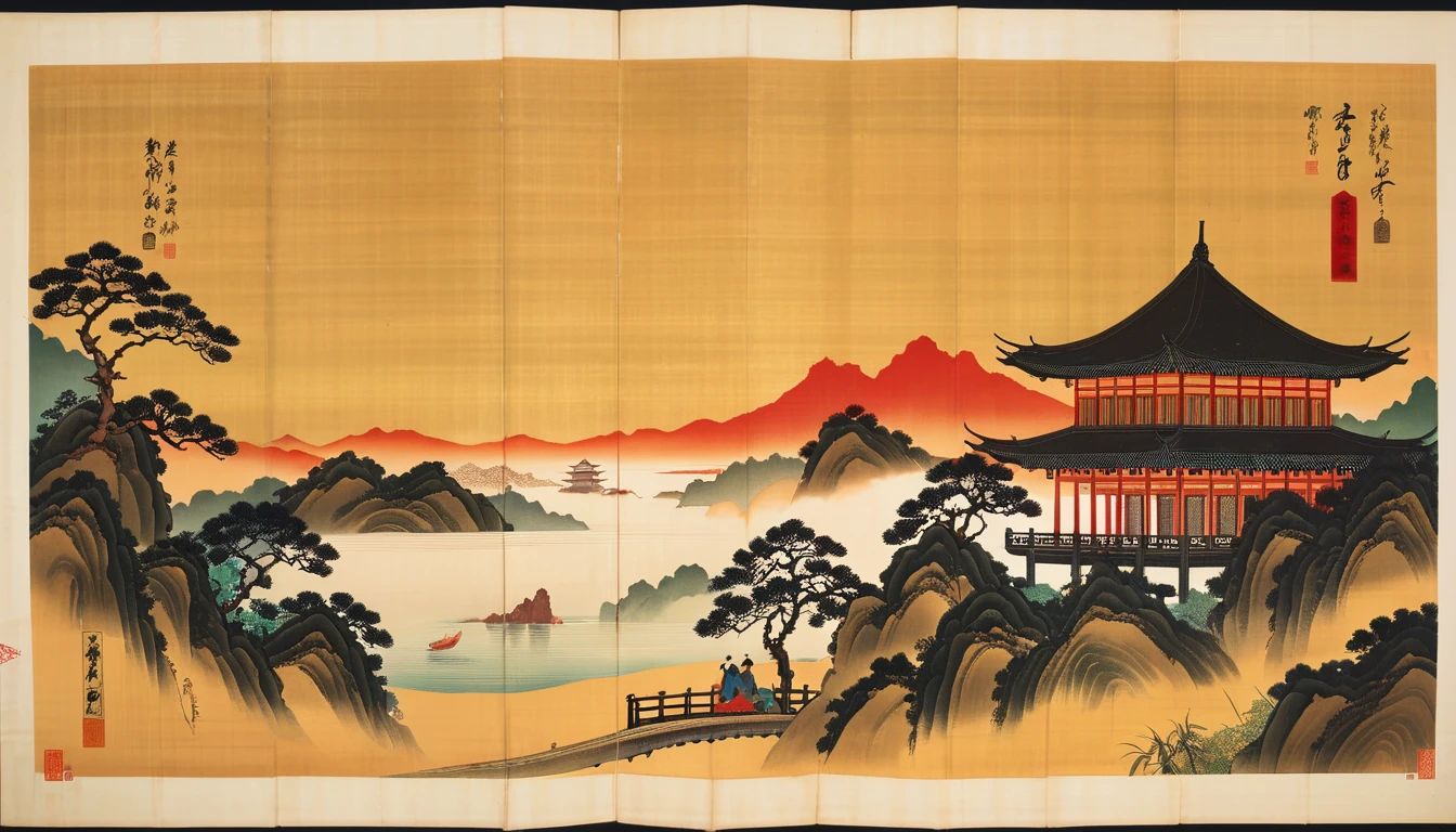 in style of Bada Shanren, city landscape