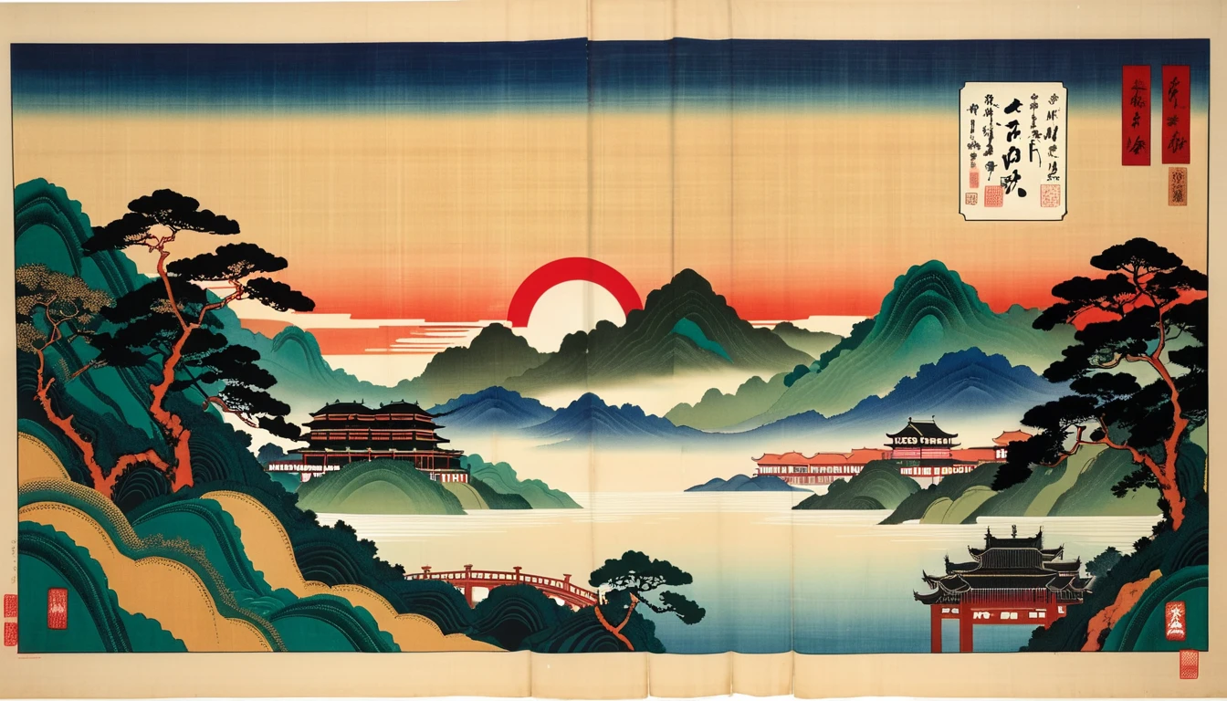 in style of Bada Shanren, city landscape