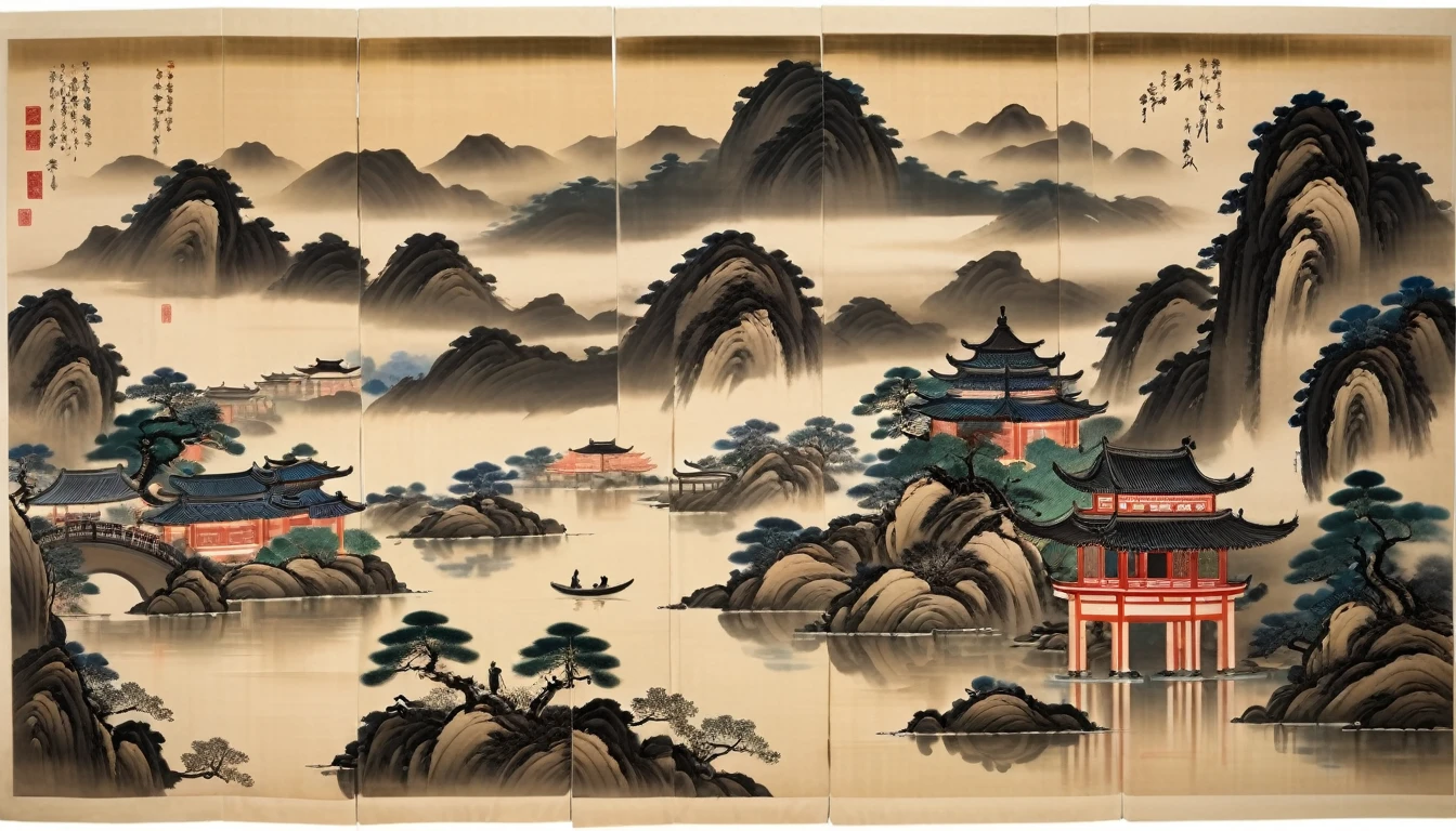 in style of Bada Shanren, city landscape