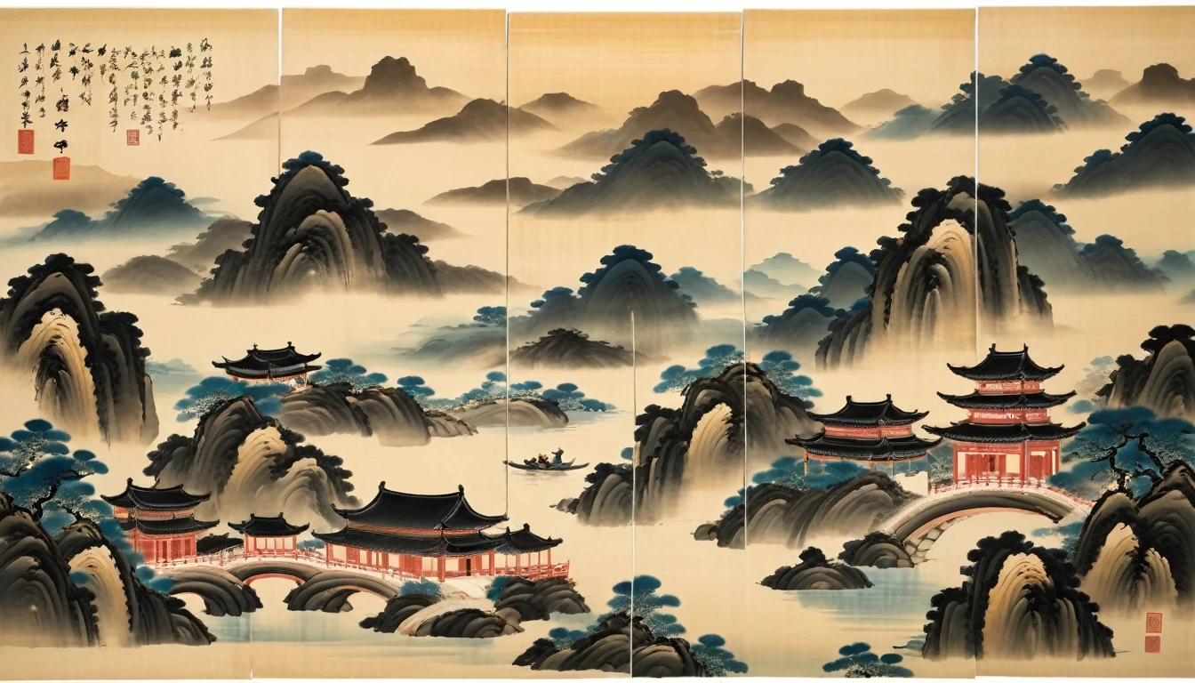 in style of Bada Shanren, city landscape
