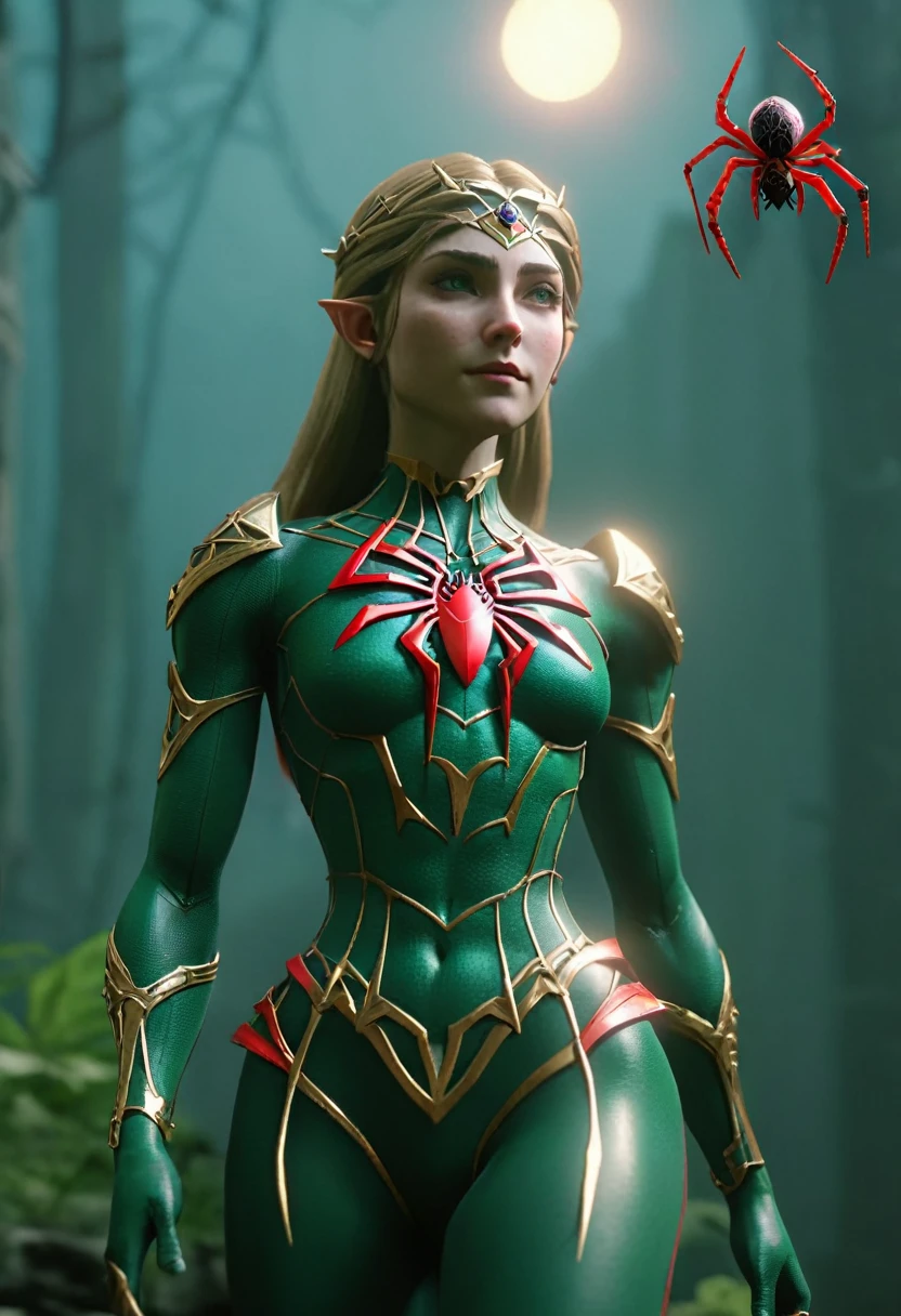 A beautiful princess Zelda style spider woman ultra detailed cinematic best quality 