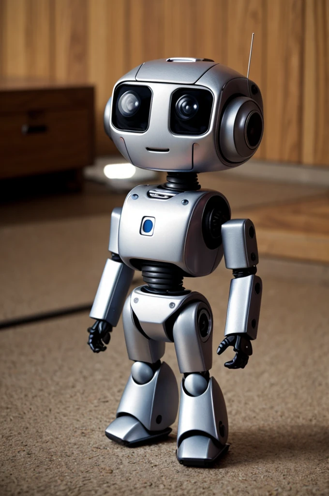 a small robot, adorable, tender, musician