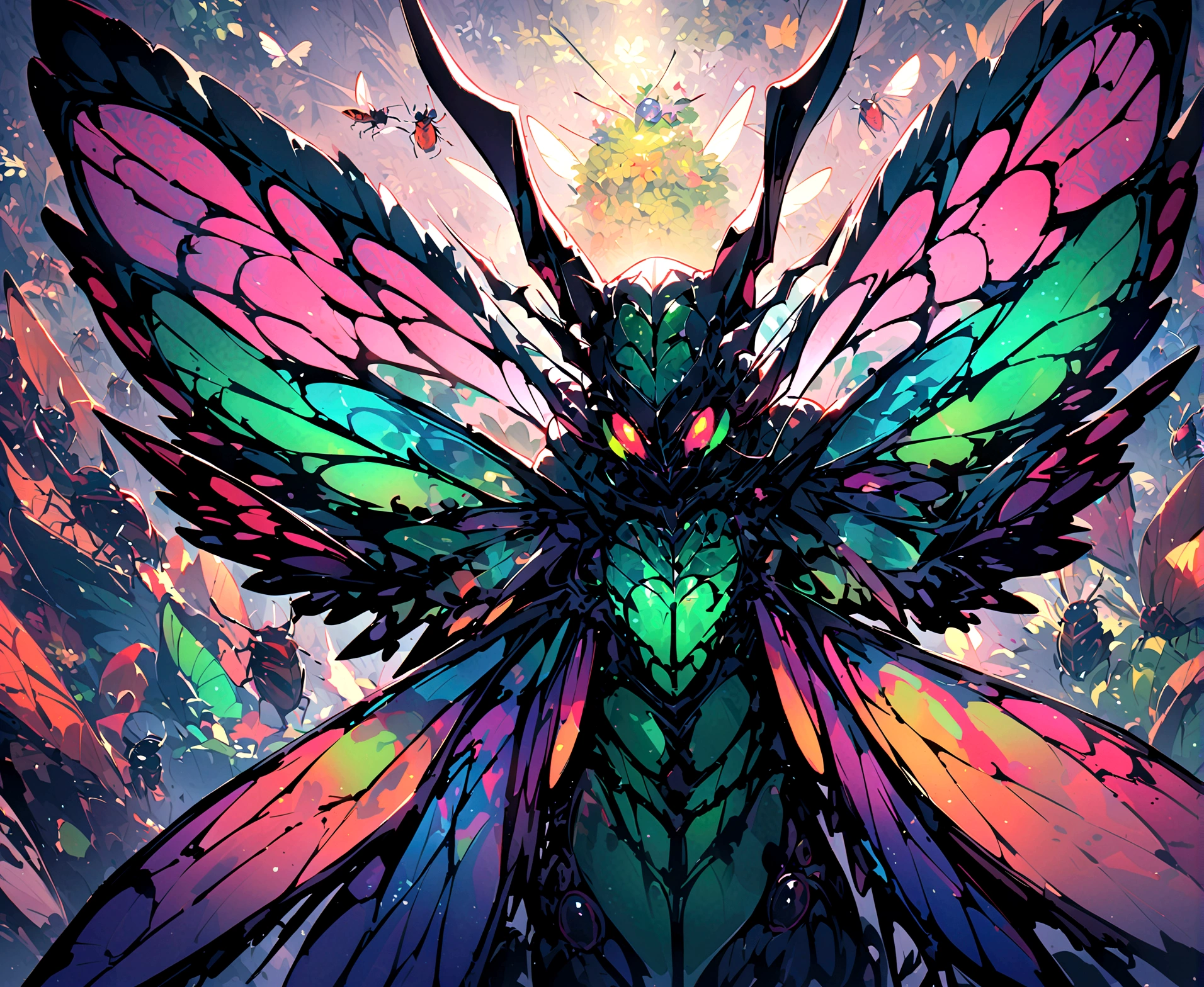 Sea of Treeushi King、Insect King、Humanoid Insect、Strong body、Beetle、beetle、A splendid black shine、insect monsters、A horn、An insect body that shines like an emerald、winged、pocket insect、侍Beetle、