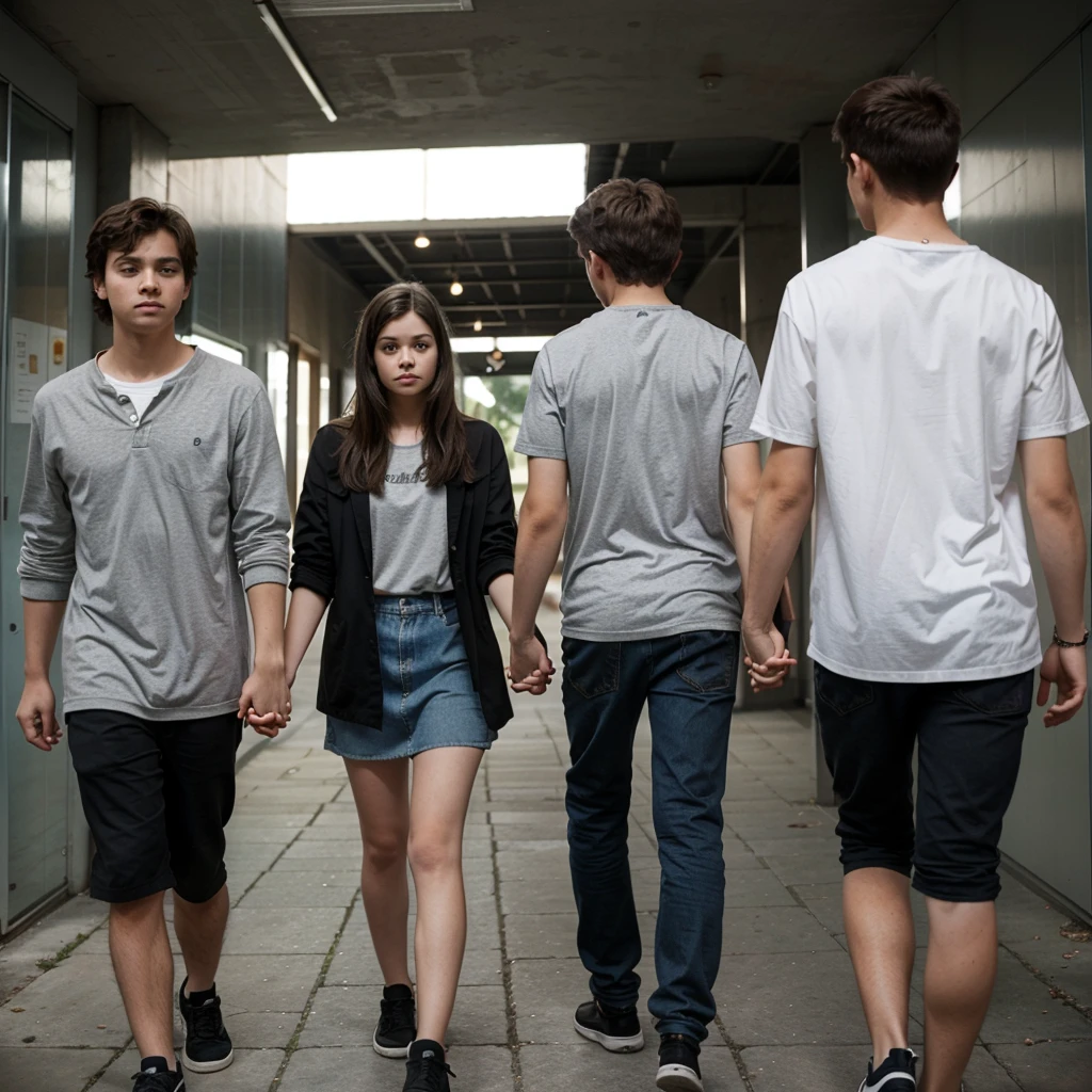 a girl leaves with a boy holding hands, while a sad young man watches them from afar