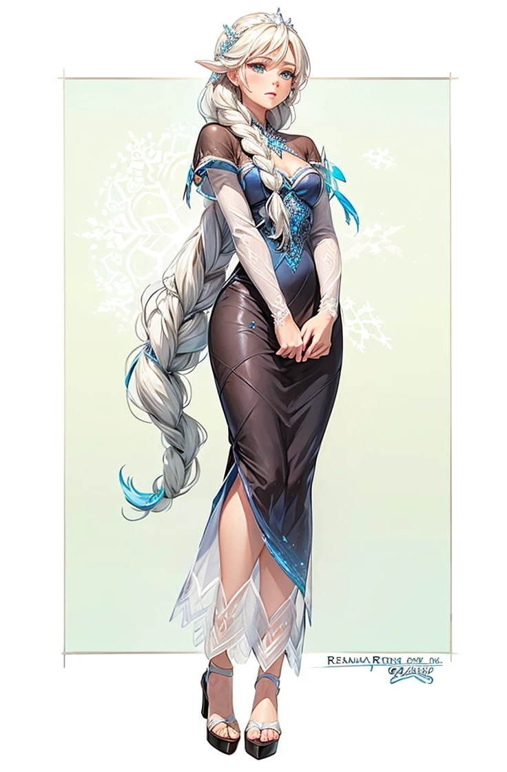 A woman Long hair Ice dress like Elsa from Frozen Ram&#39;s horns Medium petios 