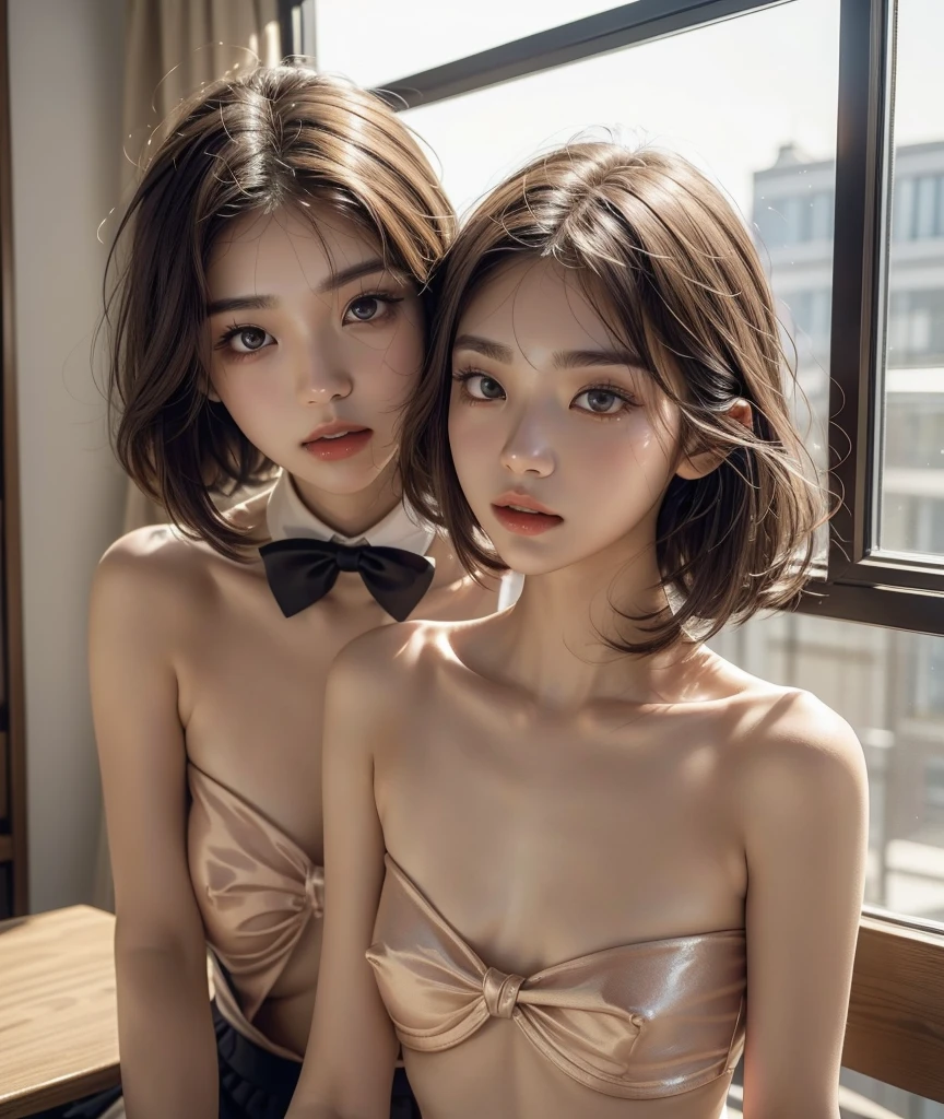 4K,((Highest quality)), ((masterpiece)) , BREAK,((one girl)), (detailed),((in the classroom)), ((One girl)), ((nude)),(()),((flat chest:1.5)), (stare at viewer with stern eyes:1.5),((one girl)),(bitting own lip:1.1),(angry:0.9),nose blush,(shamefull:1.2),(bob cut hair),surprised, ((beautiful realistic face)),((A bow tie)),Beautiful Korean Women, Beautiful young Korean woman, Young and adorable Korean face, Gorgeous Young Korean Woman, Korean Girls, Girl cute beautiful face, Portraits of Korean female idols, Young and pretty Asian face, Cute natural anime face,Asian pretty face,((finely detailed face)),((glistening eyes)),((glistening eyes )),((large eyes)),(( pretty eyes)) ,(detailed),Perfect Face,((One girl)), ((clear eyes)),((show nipples)),((beautiful skin)), don't wear anything ,(show nipples),(upper body),