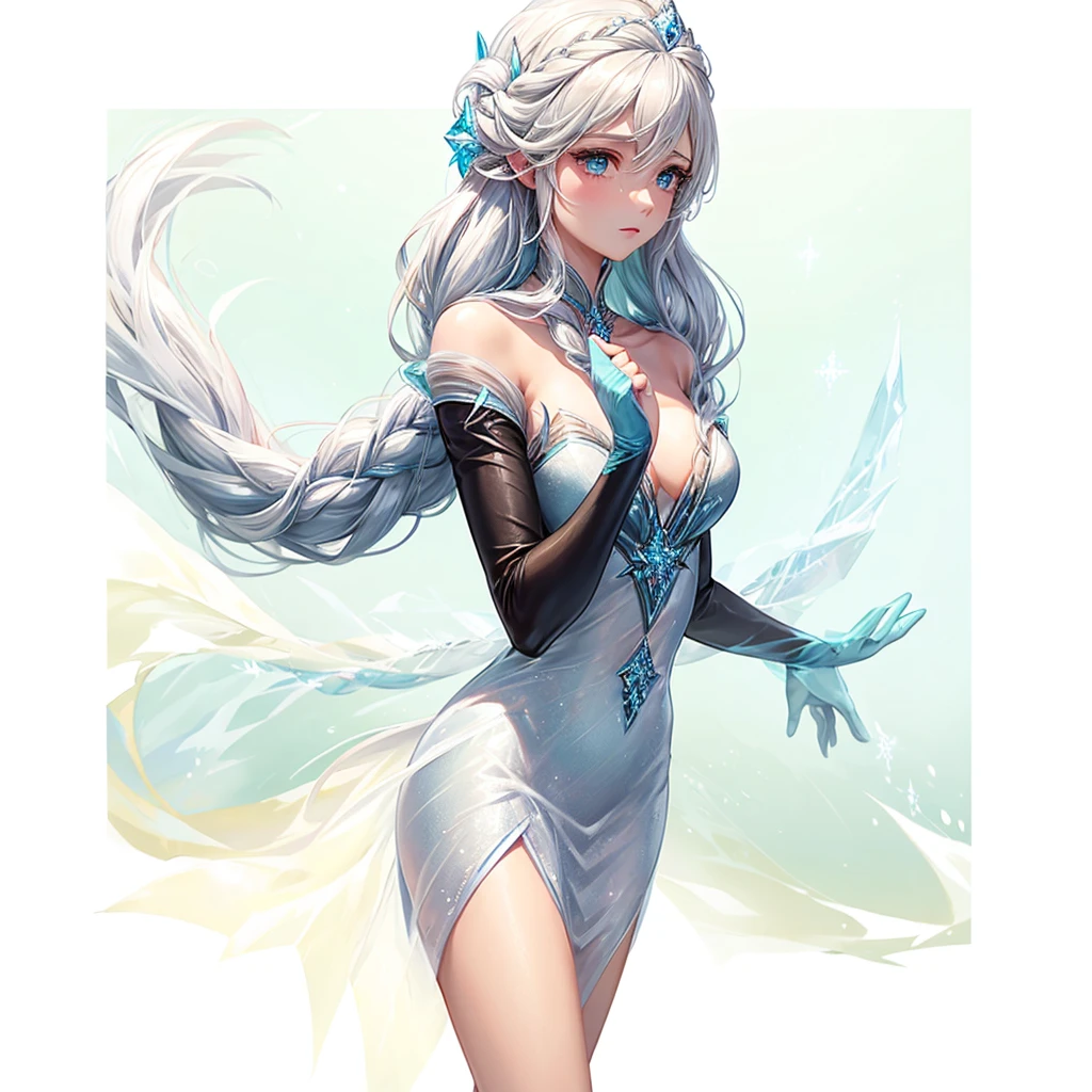 A woman Long hair Ice dress like Elsa from Frozen Ram's horns Medium petios