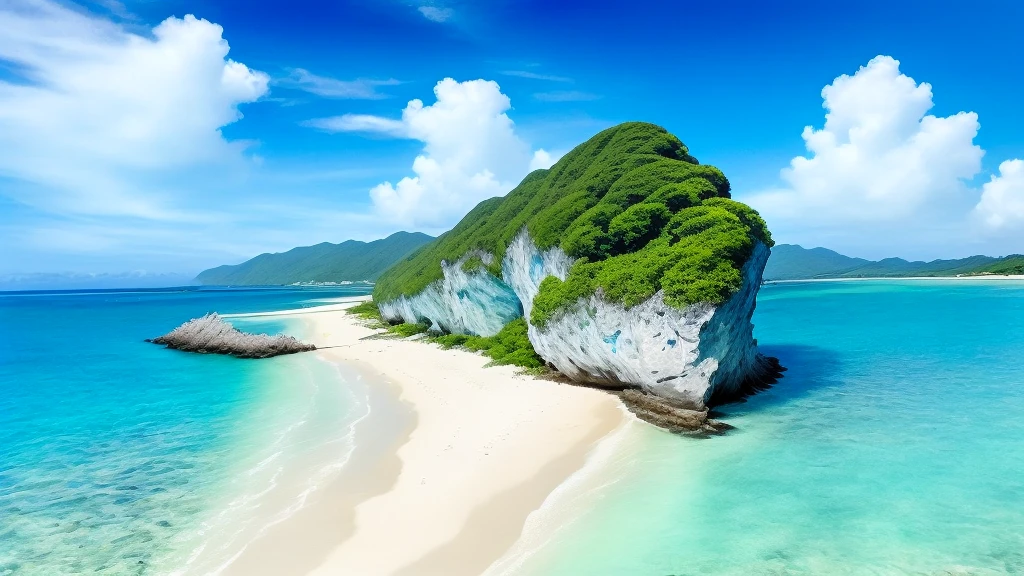 There is a large body of water with a beach in the background, 澄んだBlue Water, crystal 澄んだBlue Water, Blue Water, Crystal clear sea, blue sea, crystal Shimizu, Blue Water, Turquoise Water, carribean Turquoise Water, Okinawa Japan, Shimizu, clear ocean, Turquoise Sea, blue sea, A beautiful and quiet day, Blue and green water