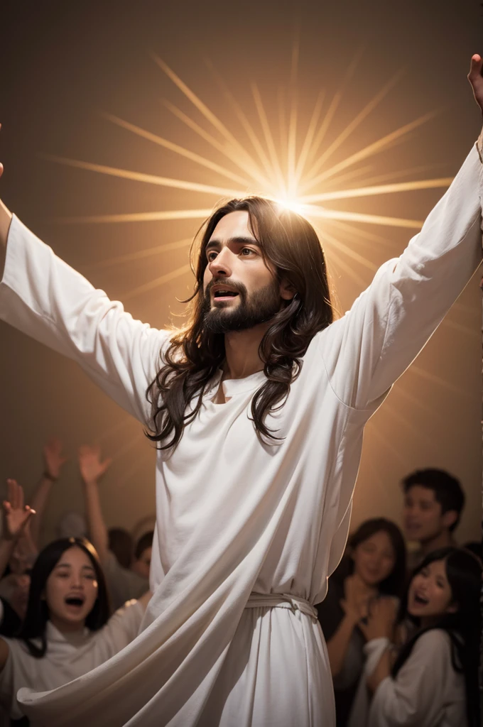 Jesus with open arms calling 