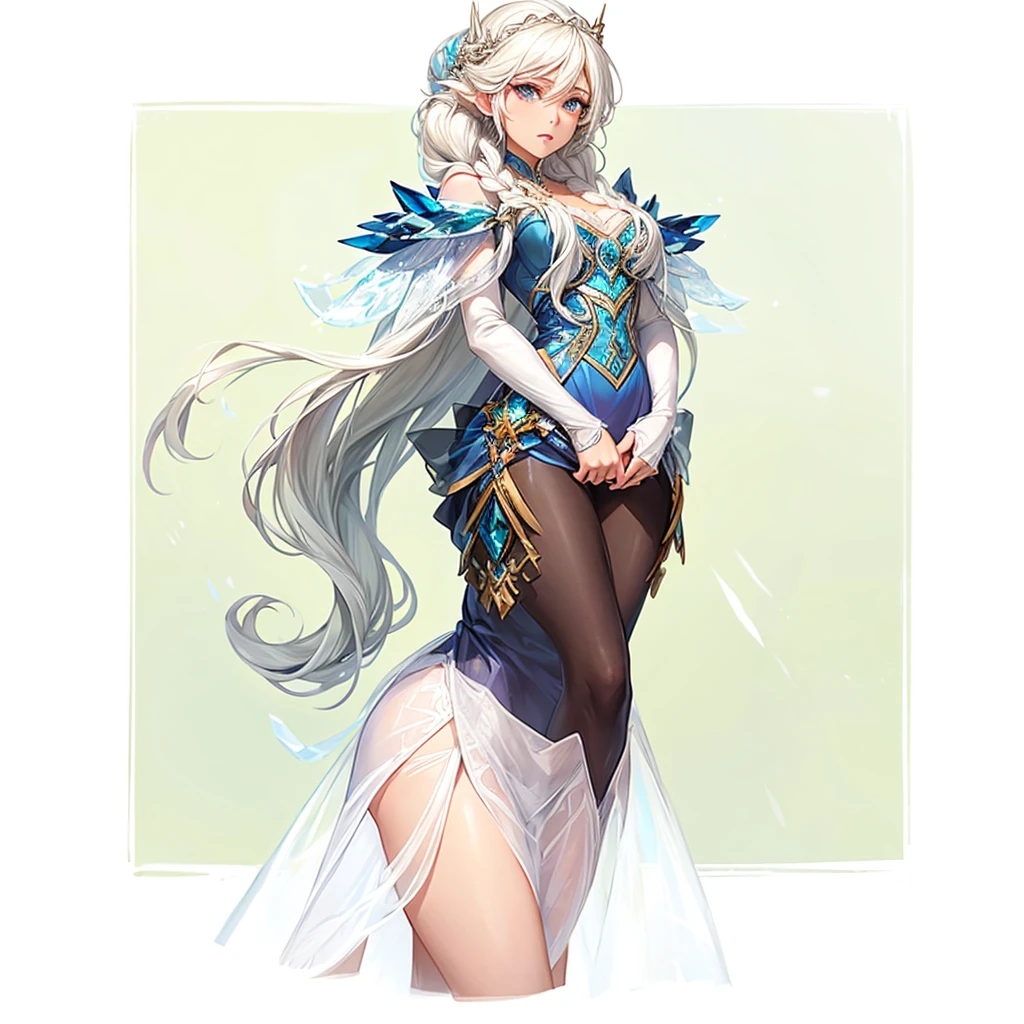 A woman Long hair Ice dress like Elsa from Frozen Ram's horns Medium petios