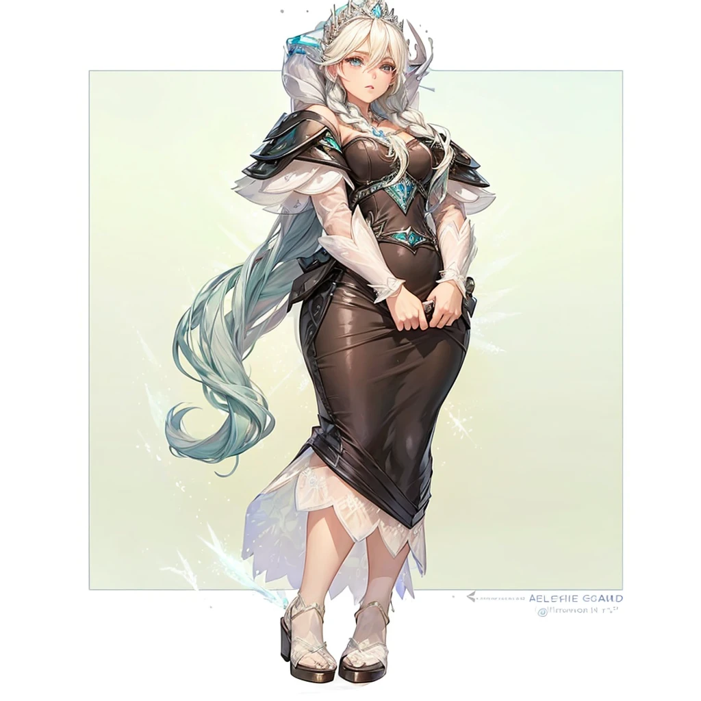 A woman Long hair Ice dress like Elsa from Frozen Ram's horns Medium petios