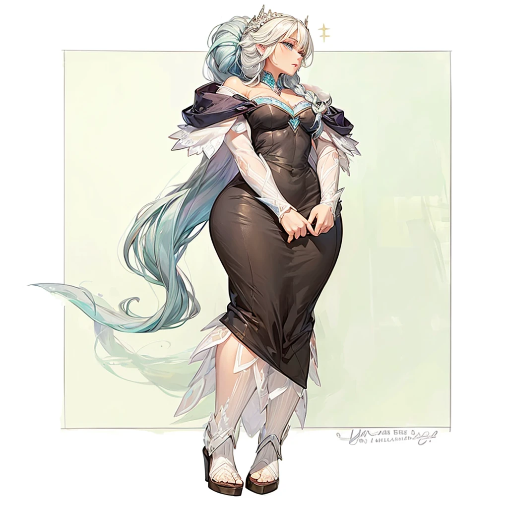 A woman Long hair Ice dress like Elsa from Frozen Ram&#39;s horns Medium petios 
