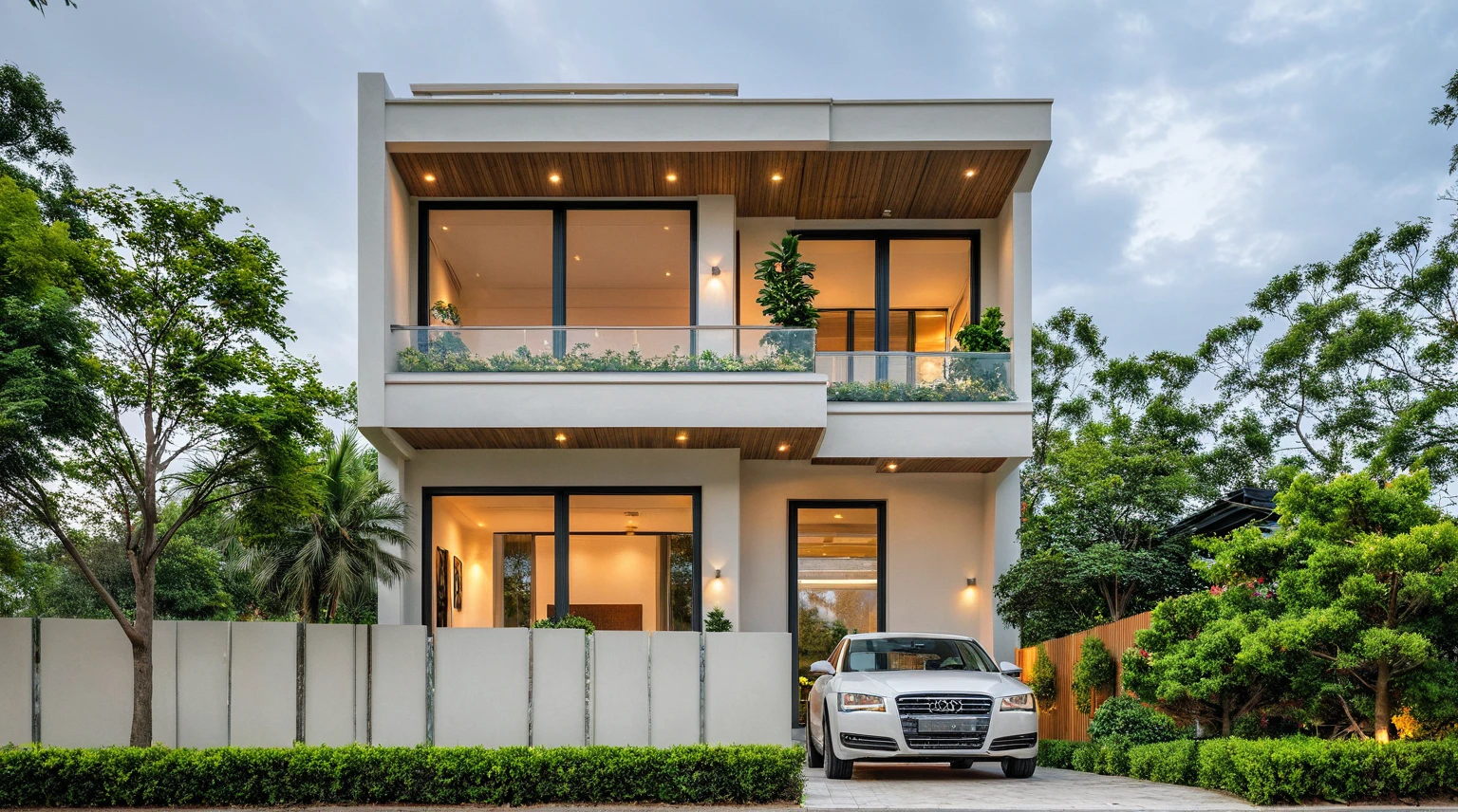 Masterpiece, high quality, best quality, authentic, super detail, outdoors, onestoreyvillaXL, aiaigroup, house style modern on the street ,stairs, white wall ,road,pavement, grass, trees, sky, cloud, (daylight:1.1)
