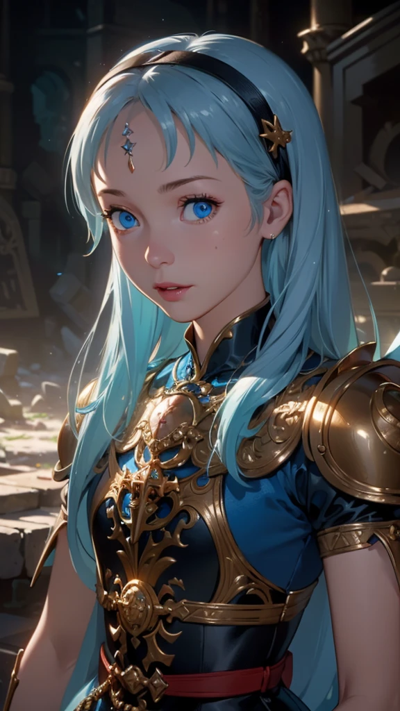 (La Best Quality,A high resolution,Ultra - detailed,actual),Baby metal japan, metallic  costume, ,(Ruined dungeon ruins background:1.4 ), More detailed 8K.unreal engine:1.4,UHD,La Best Quality:1.4, photorealistic:1.4, skin texture:1.4, Masterpiece:1.8,first work, Best Quality,object object], (detailed face features:1.3),(The correct proportions),(Beautiful blue eyes),  (cowboy pose)