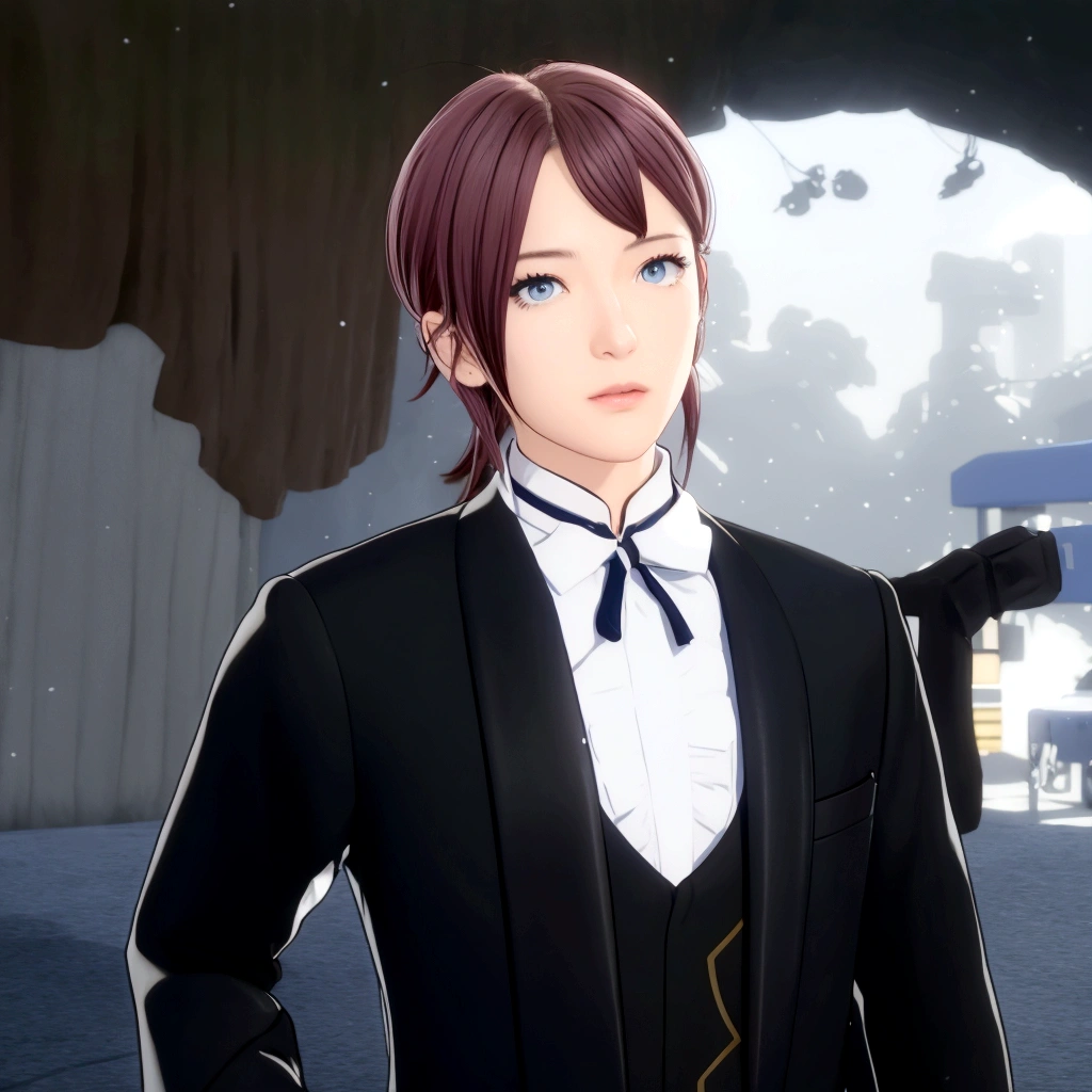 Blue Eyes、Animated image of a man in a tuxedo standing on the street, A delicate androgynous prince, Inspired by Hisui Sugiura, Beautiful androgynous prince, inspired by Okumura Togyu, Inspired by Hiro Yamagata, inspired by Okumura Masanobu, inspired by Munakata Shikō, Inspired by Tessai Tomioka