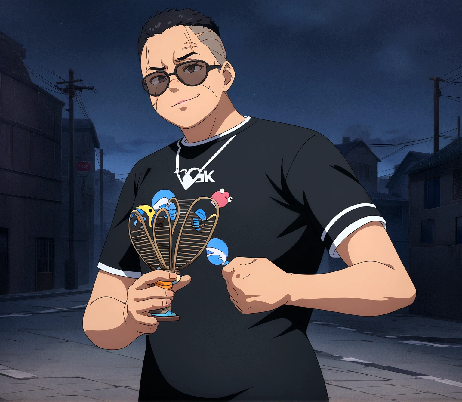 Dark skinned man in black jacket and sunglasses standing on street, undercut haircut, black hair, eye scars, night, badass anime 8K, 4K anime wallpaper, anime style 4K, anime art wallpaper 8K, anime wallpaper 4K, anime wallpaper 4K, 4K cartoon wallpaper, best anime 4K Konachan wallpaper Konachan Wallpaper 4K, Anime Art Wallpaper 4K, Anime Art Wallpaper 4K