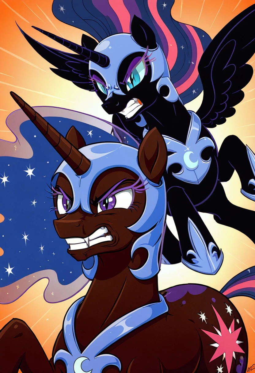 Pony nightmare moon Black .black head mask angry in the armor fight Twilight sparkle
