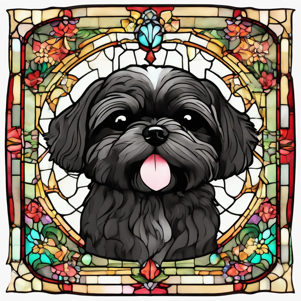 Adorable small happy black Shih Tzu Pixar 3D cartoon