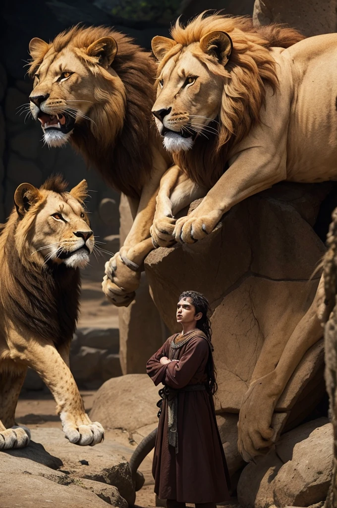 Davi ( biblical character) amidst angry lions